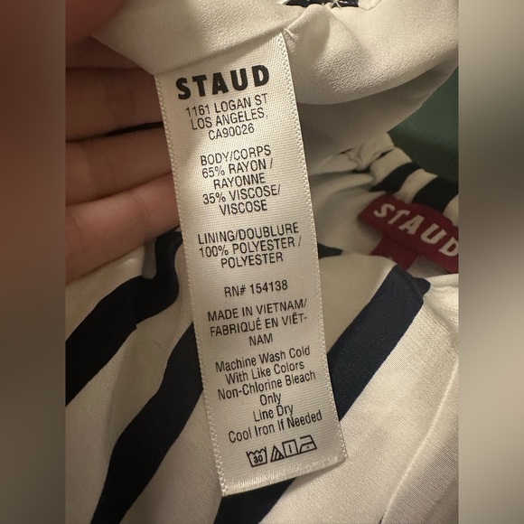 STAUD Luke Stripe Pants wide leg elastic waist nautical sailor preppy designer S - Picture 3 of 8